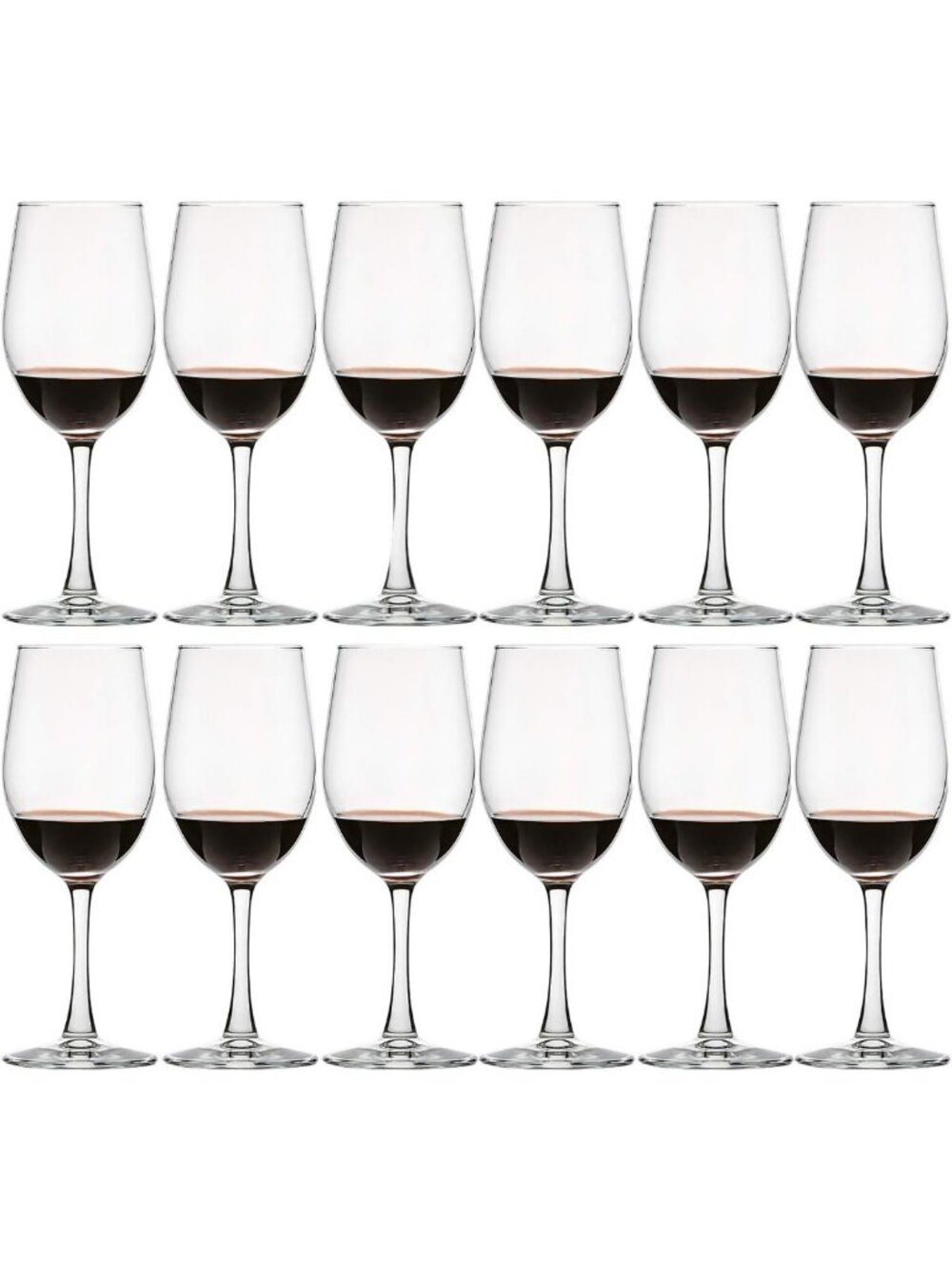Classic Durable Red & White Wine Glasses Set of 12 - Perfect for Parties